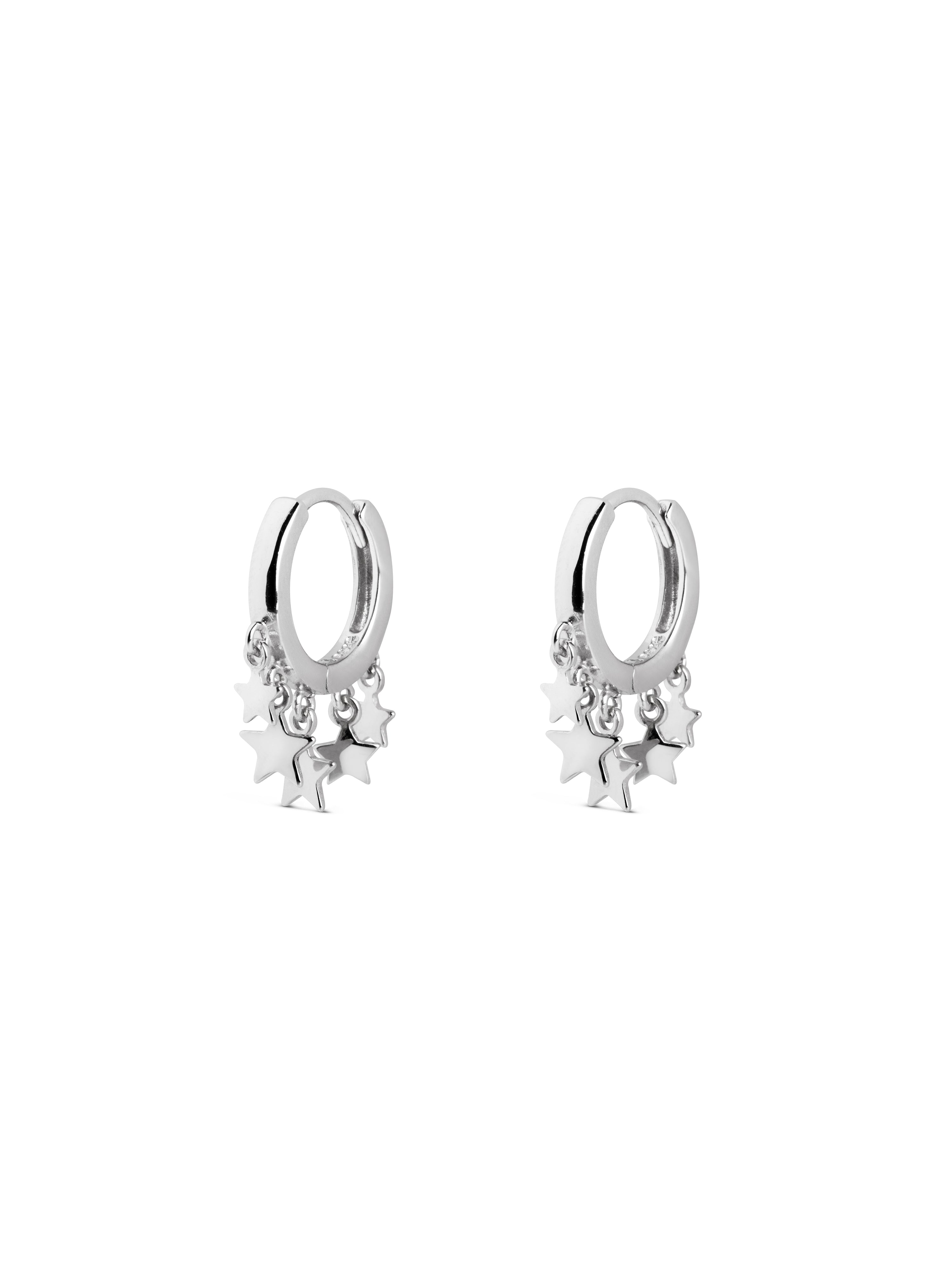 Pendientes Aro Mini Stars Plata