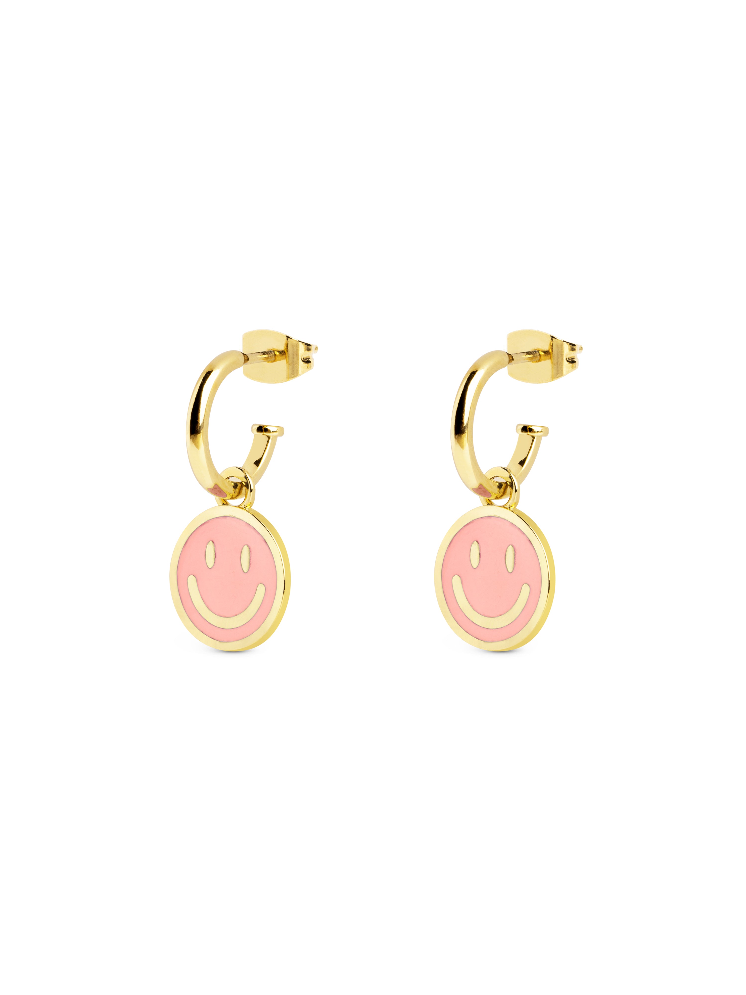 Pendientes Aro Smiley Rose Enamel Oro
