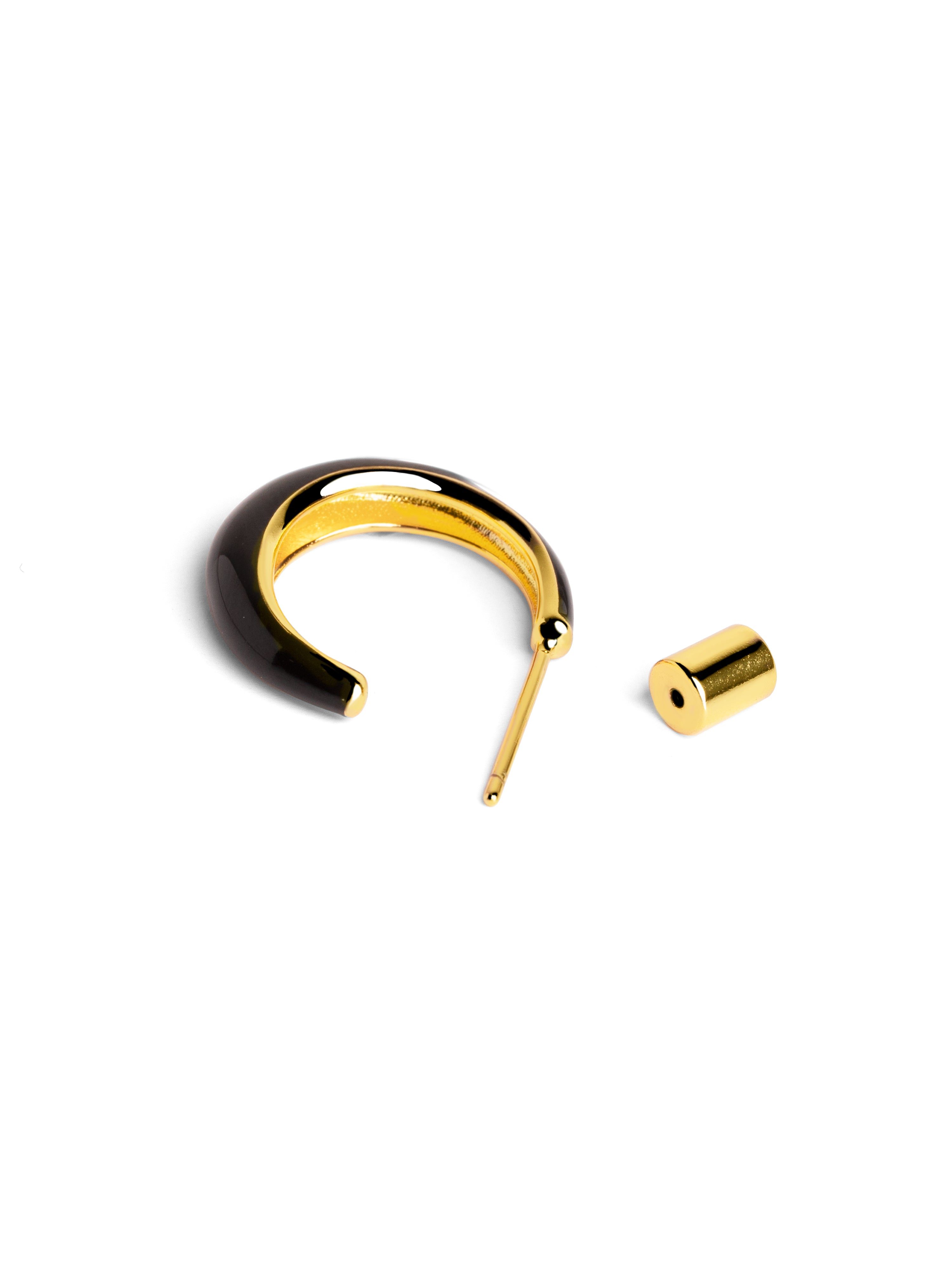 Pendientes Star Black Enamel Oro