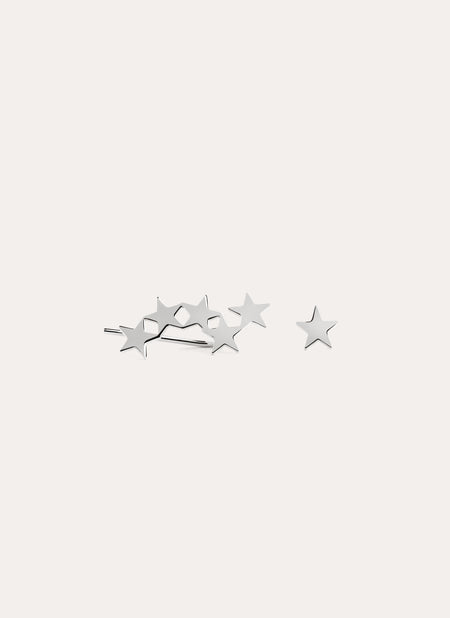 Star & Stud Silver Earrings
