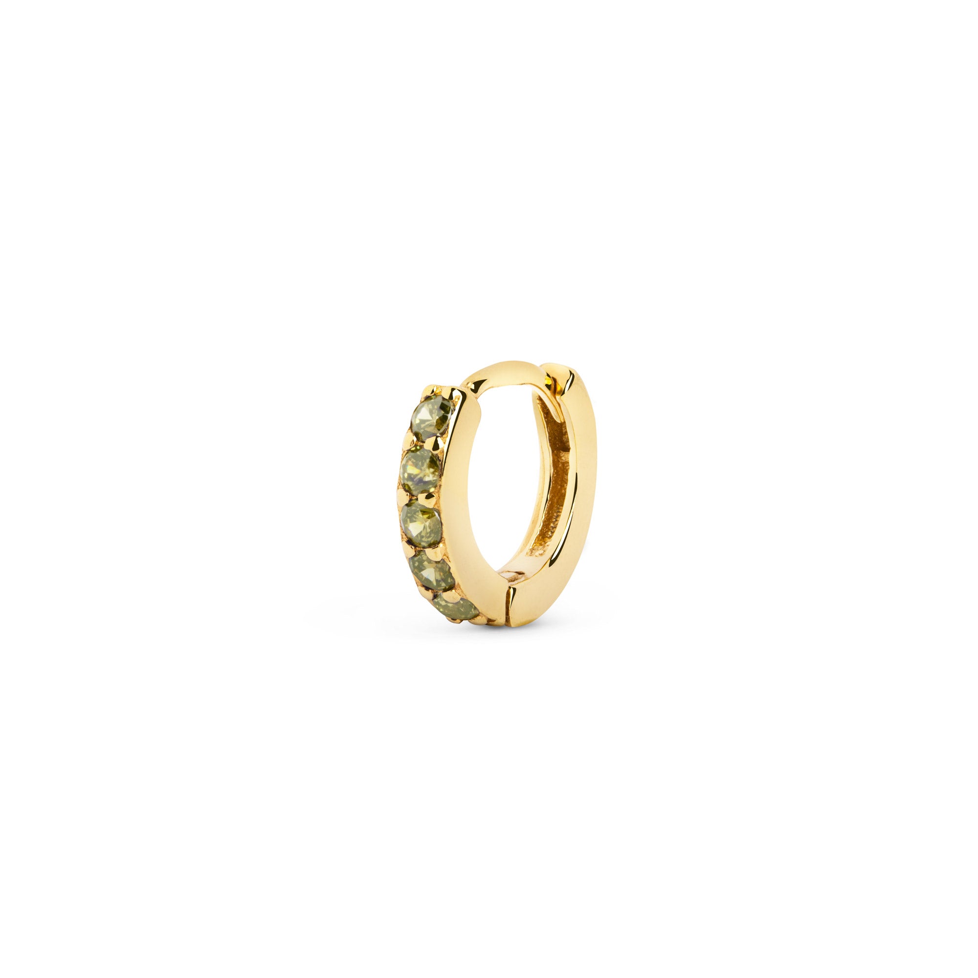 Pendiente Suelto Aro Cleo M Peridot Plata Baño Oro