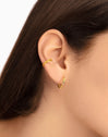 Pendiente Suelto Ear Cuff Cleo Orange Plata Baño Oro