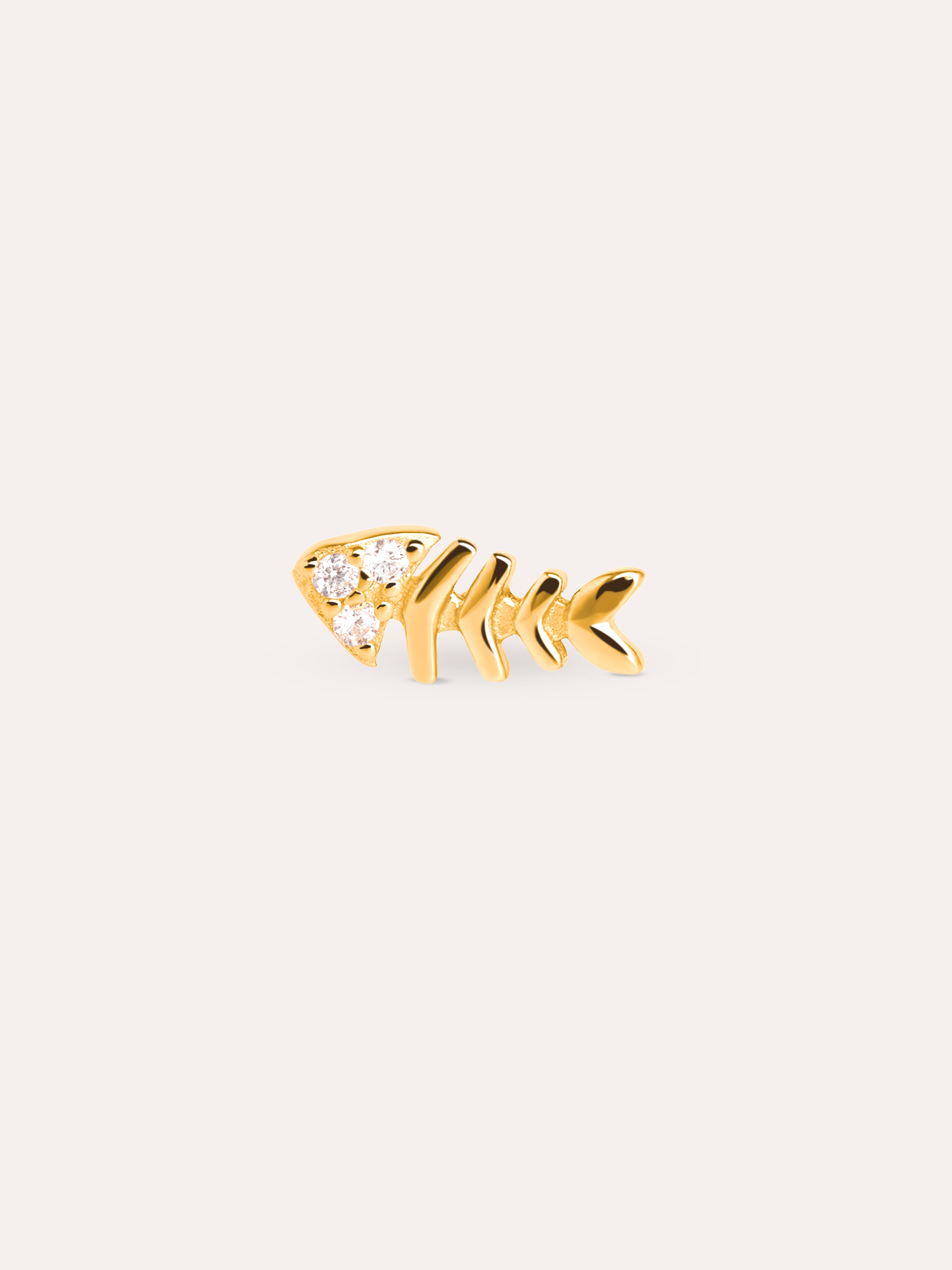 Fishbone Spark Gold Single Earring