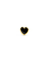 Pendiente Suelto Heart Black Enamel Plata Baño Oro