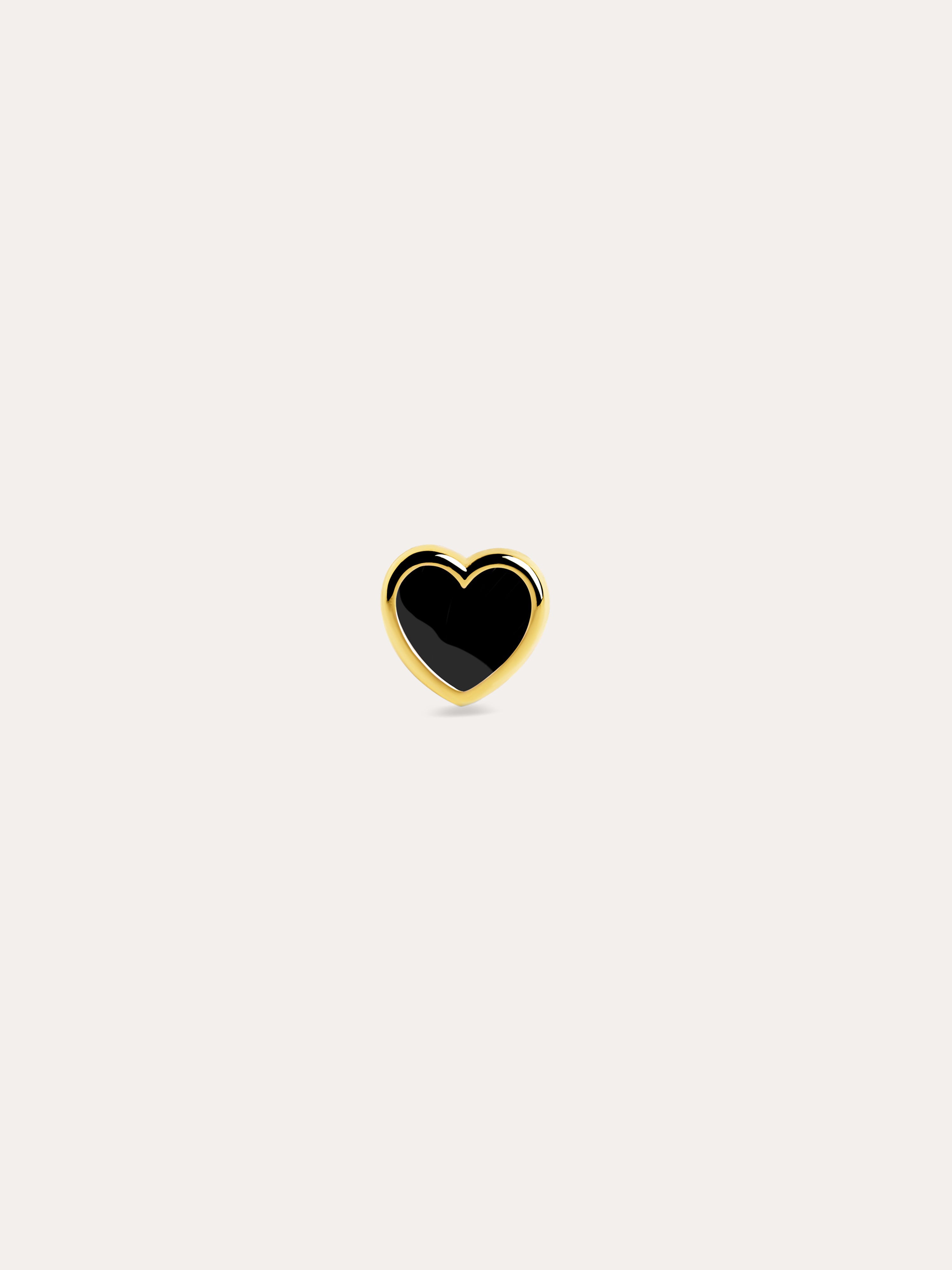 Pendiente Suelto Heart Black Enamel Oro