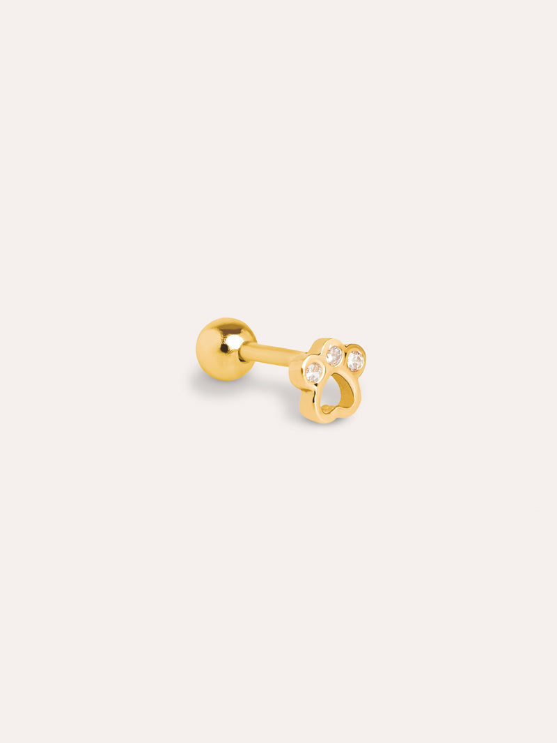 Boucle D’oreille à L’unité Mini Paw Argent Plaqué Or