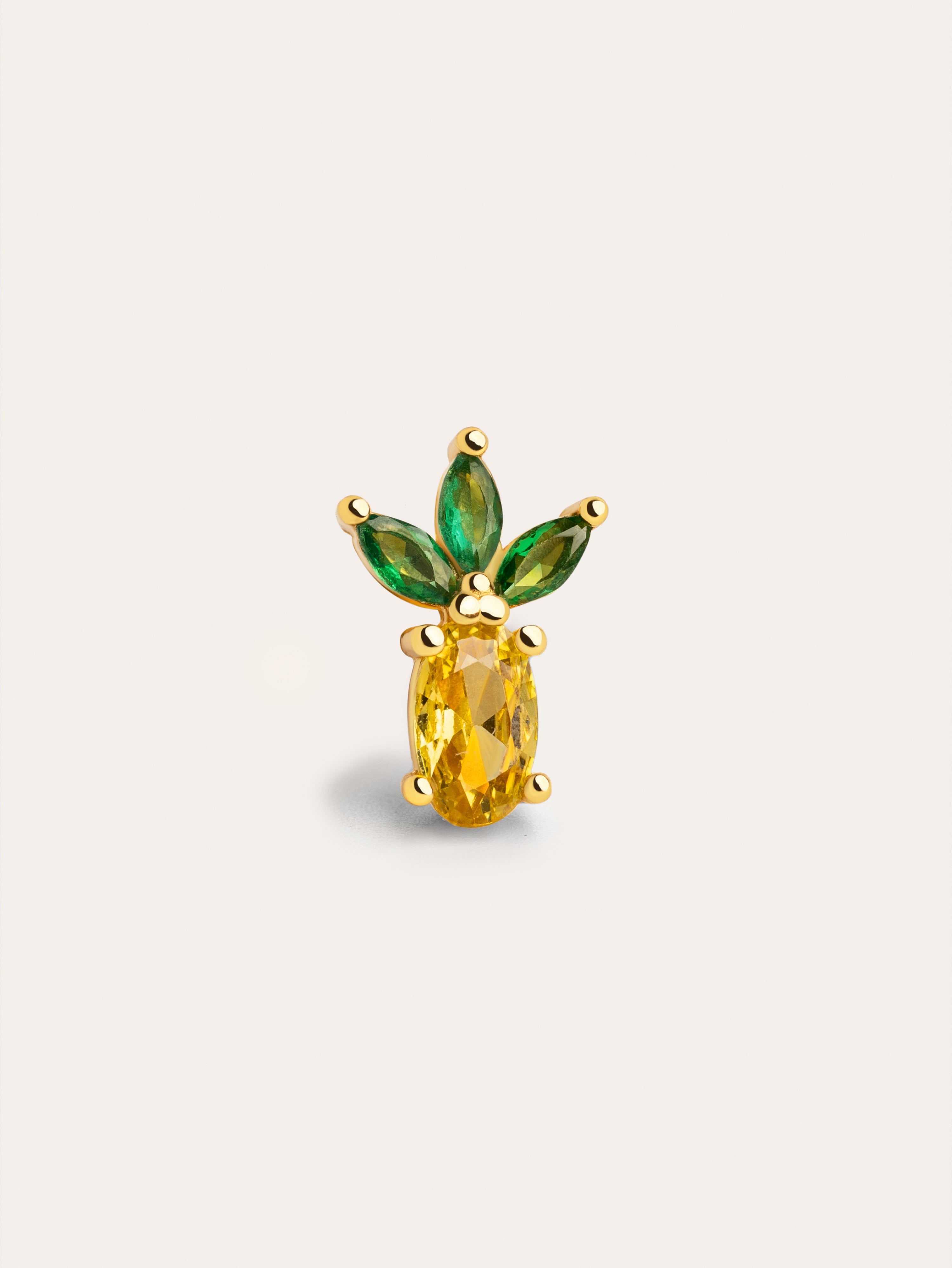 Tropical Pineapple Gold Single Earring