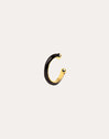 Pendiente Suelto Ear Cuff Ring Black Enamel Oro