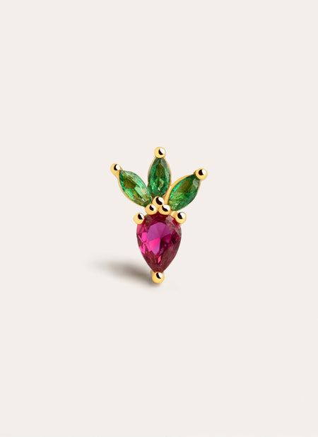 Tropical Strawberry Gold Single Earring