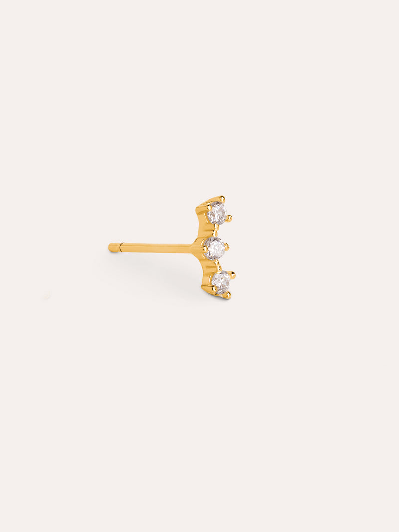 Triple Spark Gold Single Earring