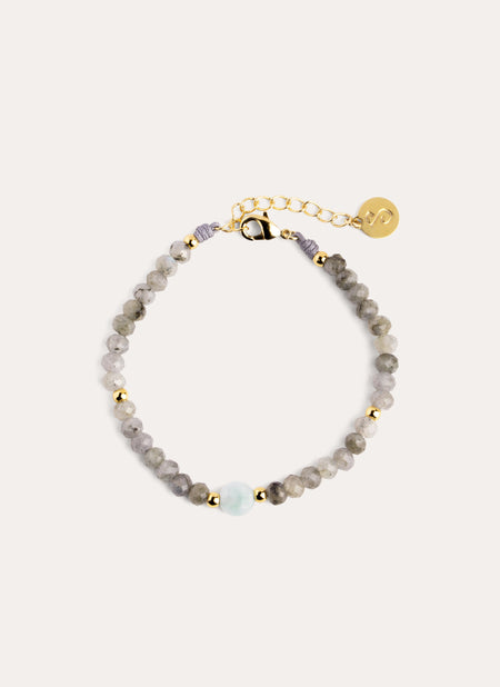Pulsera Amulet Aquamarine Baño Oro