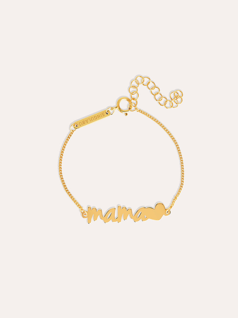 Mama Heart Armband Silber, vergoldet