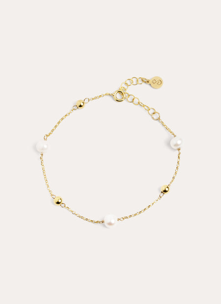 Pulsera Mini Pearls Plata Baño Oro