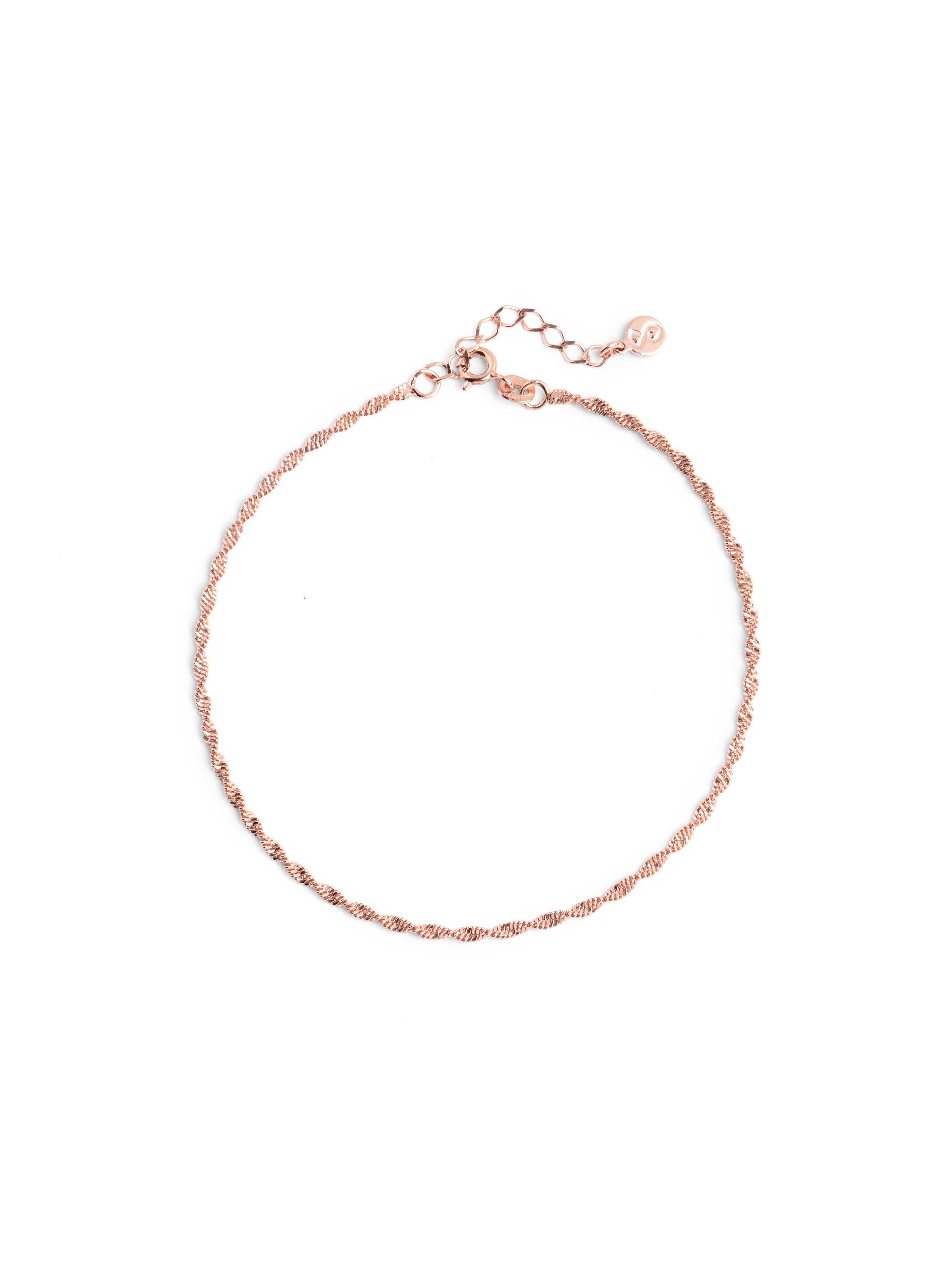Tobillera Twist Plata Baño Oro Rosa
