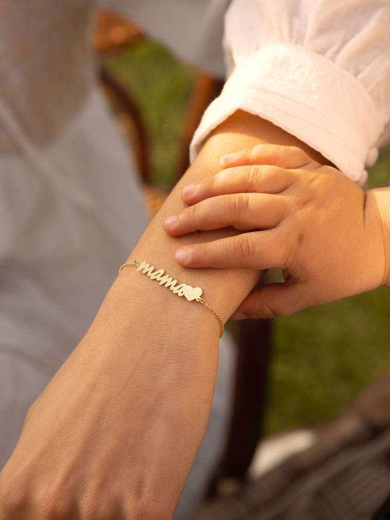 Mama Heart Armband Silber, vergoldet