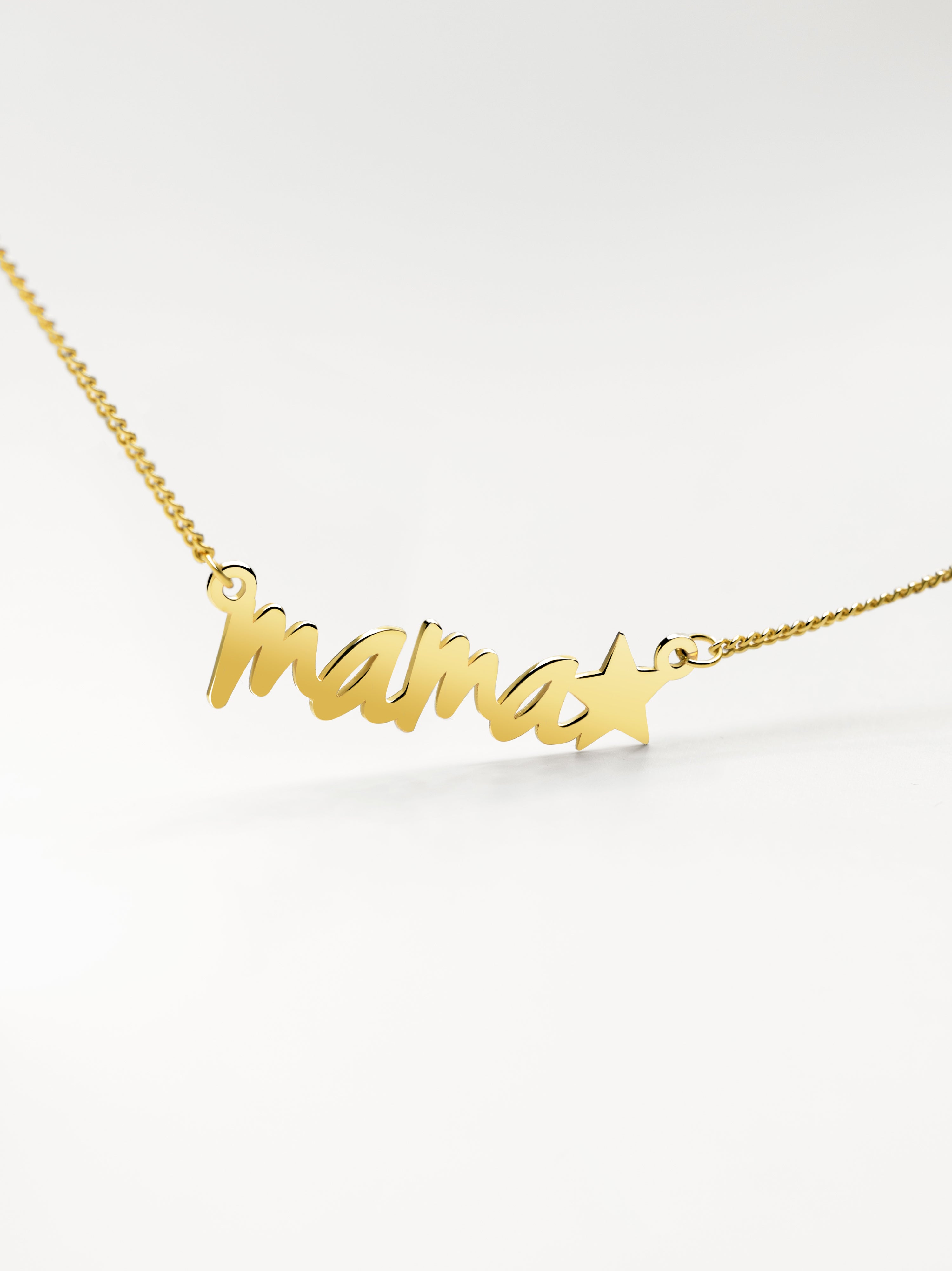 Collar Mamá Star Plata Baño Oro
